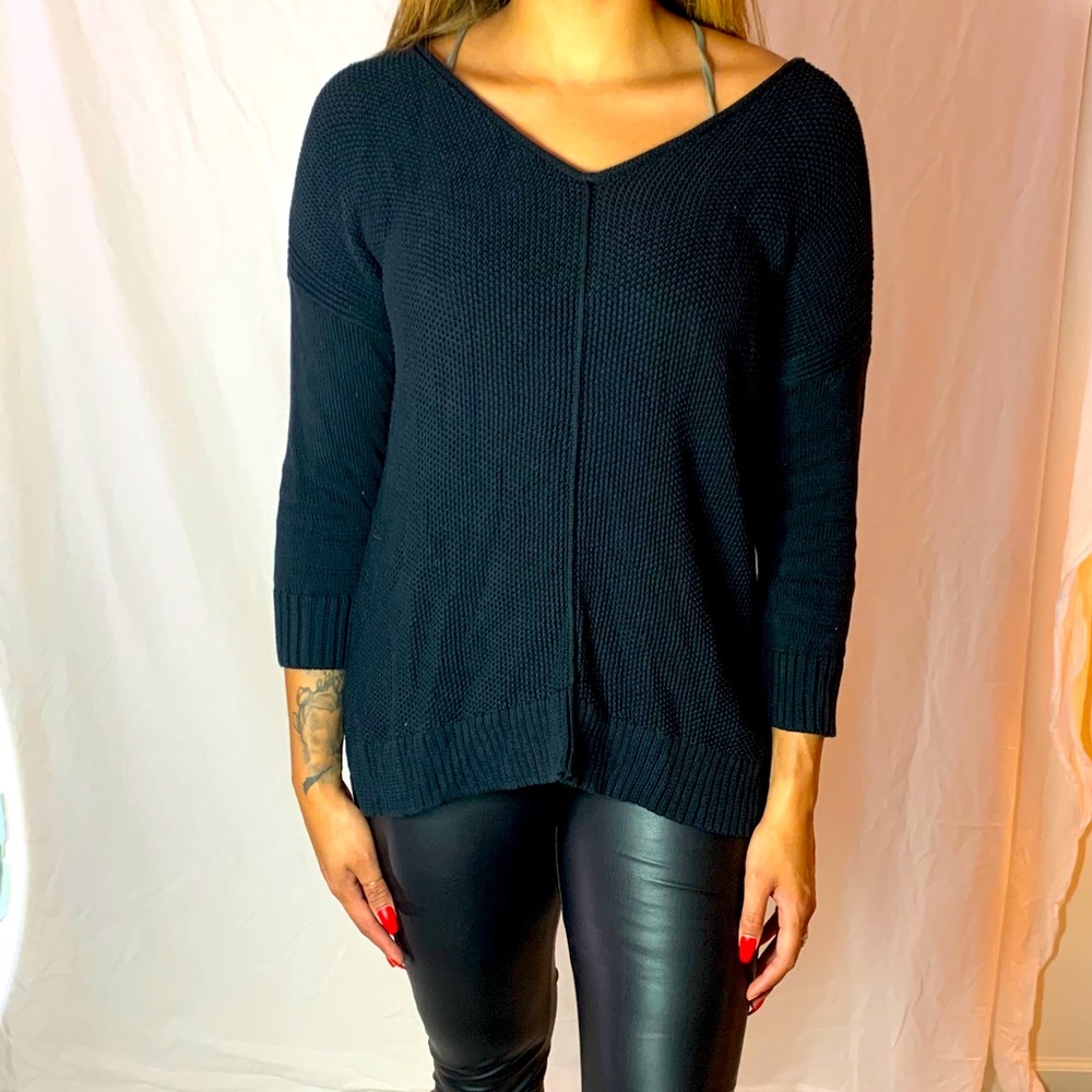 Black knitted oversized sweater